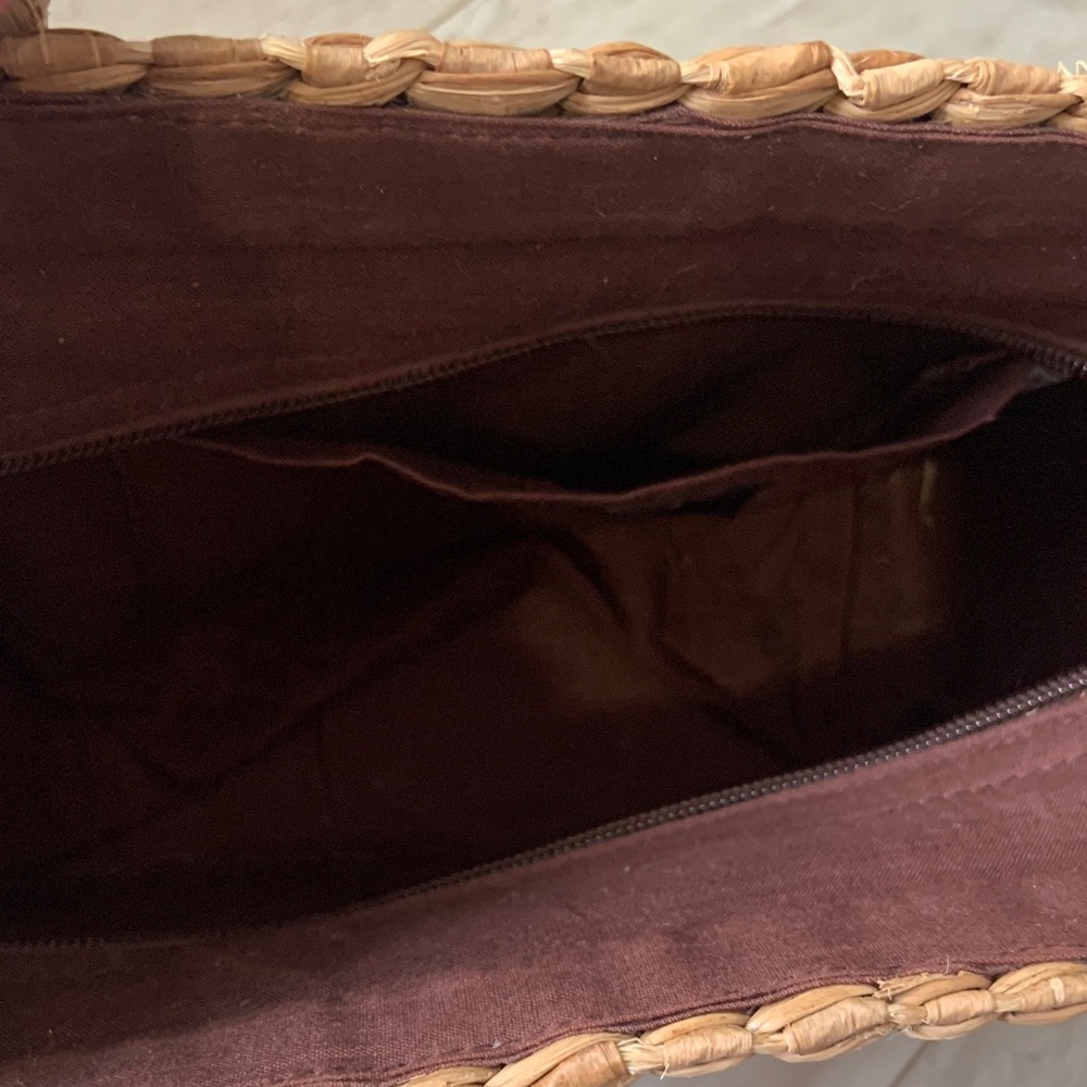 Vintage 90s Esprit Natural Woven Floral Tote Bag - Picture 6 of 8